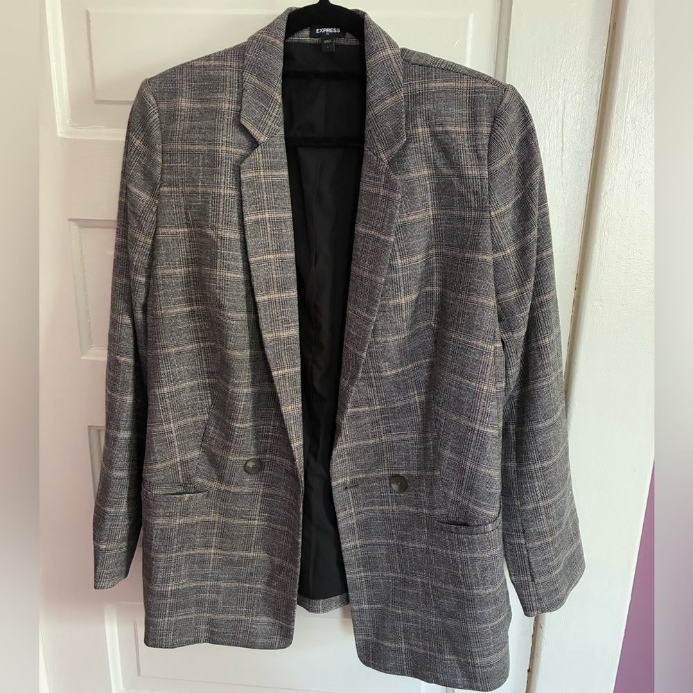 Express Gray Plaid Blazer
